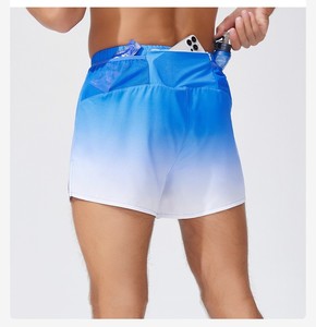 Pantalones cortos para correr 2 en 1 de nuevo estilo para hombre con color degradado logotipo personalizado de moda Pantalones cortos deportivos activos de secado rápido envío DDP - Product Image 1