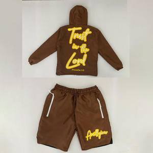 Chaqueta cortavientos de verano para hombre y conjuntos cortos de nailon marrón sólido con cremallera al por mayor técnicas impresas de talla grande - Product Image 2