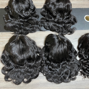 Venta al por mayor de alta calidad suave de onda profunda extensiones de cabello de moda pelucas delanteras de encaje doble dibujado calidad de cabello humano crudo de Vietnam - Product Image 3