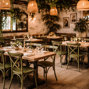 Industrial Metal Cross Back Dining Chair | Stackable Bistro Cafe Wedding Chair | Vintage Iron Restaurant Seating Event Furniture - Product Image 5