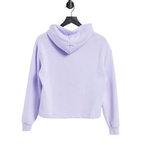 Sudadera con capucha corta personalizada para mujer, forrada para invierno, de punto, con cordón, hombros caídos, logo frontal, OEM, lisa - Product Image 5