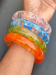 Brazalete de resina de Color verde, brazalete Retro exclusivo puramente hecho a mano, joyería de resina de moda para uso diario a un costo barato - Product Image 6