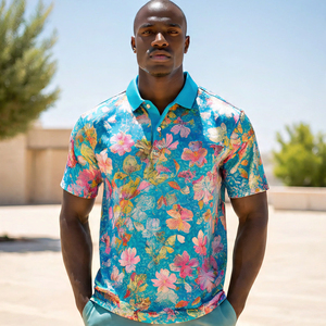 Polo de manga corta con sublimación para hombre, Polo atlético de secado rápido para correr y hacer ejercicio, camiseta polo con estampado personalizado para hombre - Product Image 5