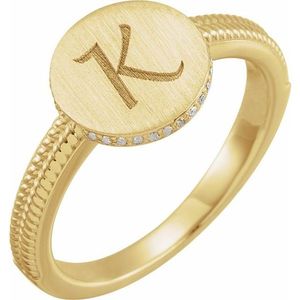 Stuller 14KY Diamond Round Signet <b>Ring</b> 123065:601P Elegant Jewelry <b>for</b> <b>Men</b> and Women - Product Image 3