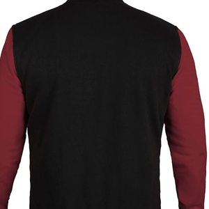 แจ็คเก็ตวาร์ซิตี้สีดำมารูนแบบกำหนดเอง ปักลายแฟชั่น ปกตั้ง ด้านหน้าสำหรับนักศึกษาวิทยาลัย มหาวิทยาลัย เบสบอล เลตเตอร์แมน - Product Image 4