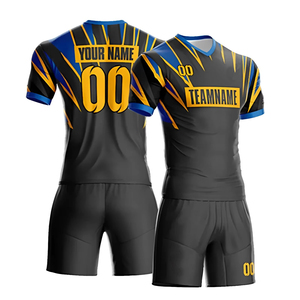Venta al por mayor de conjuntos de uniformes de fútbol personalizados Unisex poliéster verano invierno Jersey Kit con estampado para adultos fútbol Jersey uniformes - Product Image 2