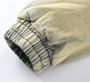 แจ็กเก็ตบอมเบอร์วินเทจสำหรับผู้ชายแจ็กเก็ตยีนส์พร้อมบอมเบอร์ปักเย็บปะติดซิปสำหรับฤดูหนาว - Product Image 3