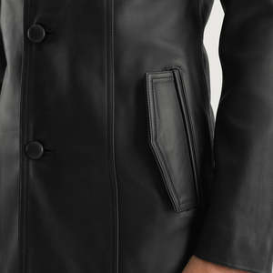 Chaqueta de invierno para hombre de diseño superior con cuello levantado manga completa 100% cuero de alta calidad personalizable precio razonable - Product Image 3