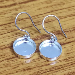 Bonne qualité composant montage bijoux réglage approvisionnement fabrication métal rond 4mm lunette 925 en argent Sterling tasse balancent boucle d'oreille - Product Image 4