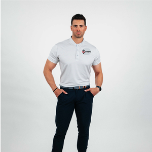 เสื้อโปโลสำหรับผู้ชายเสื้อคอปกผ้าโพลีเอสเตอร์100% ใบมีดโพลีเอสเตอร์แบบวินเทจผ้า85% เบามาก15% ผ้าสแปนเด็กซ์สูง - Product Image 1