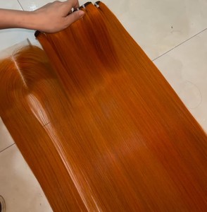 Paquetes de color naranja recto de hueso de cabello crudo de la mejor calidad con cierre para hacer pelucas de cabello humano real - Product Image 6