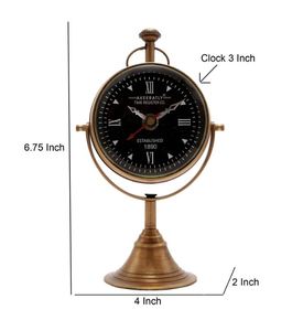 AK Brass Gold Finished Metal Table Clock with Stand & top Round Hook For Shelf Decor / Desk Decor - Product Image 2