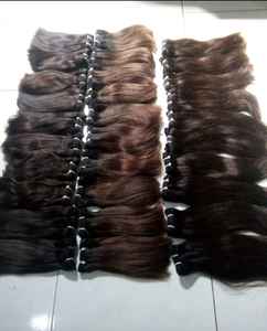 Extensions de double trame de machine de paquets pré-collés de cheveux humains de temple indien brut Remy 100% non traitées - Product Image 5