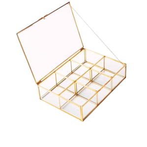 Tres porciones de metal altamente duradero, cristal transparente, marco dorado, brazalete, pendiente, caja de joyería, caja de anillo, caja de joyería, uso multiusos - Product Image 2