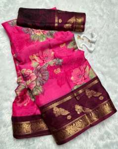 Sari en soie crêpe Primum pour femme avec tissage jacquard et motif Zari Butti sur toute la surface - En stock - Product Image 6