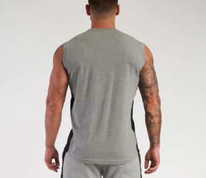 Débardeur d'été à logo personnalisé pour hommes, tricot de coton et polyester à séchage rapide, gilet de sport sans manches à conception ample, chemises de corps - Product Image 3