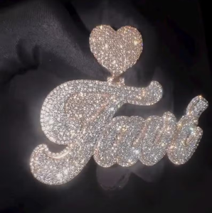 Colgante Personalizado con Nombre en Letra, Chapado en Rodio, Plata de Ley 925, Moissanita Brillante, Estilo Hip Hop, Regalo de Lujo Unisex - Product Image 1