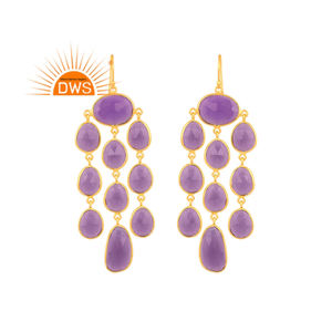 La plata esterlina más vendida 18K chapado en oro Hydro Amethyst Gemstone Dangle Earring Demi Fine Jewelry Manufacturer - Product Image 1
