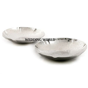 Ensemble de luxe de deux plateaux à chocolat forme ronde décoratif nouveau plateau à chocolat argent fini en gros plateau à chocolat - Product Image 1