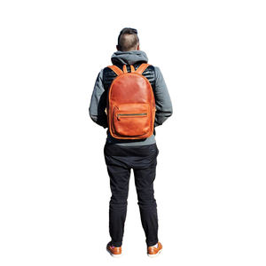 Trendy Unisex Large Capacity Laptop <b>Backpack</b> RFID Protection Waterproof Zipper Custom Genuine <b>Leather</b> Vintage Style for Outdoor - Product Image 5