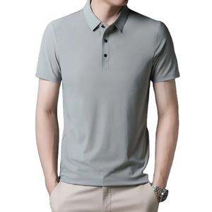 Nouveau été mince respirant Stretch hommes solide populaire Polo vêtements d'affaires décontracté revers Polo homme marque polos - Product Image 1