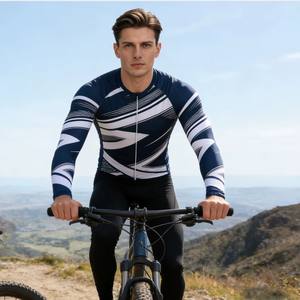 Maillot de cyclisme à manches longues, respirant, à séchage rapide, anti-humidité, imprimé géométrique, pour le cyclisme en plein air, sur route et VTT, parmi les plus vendus - Product Image 2