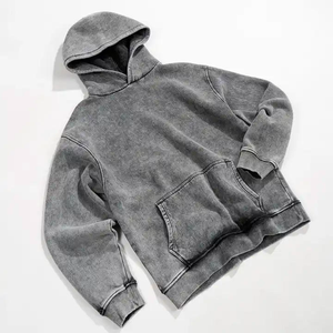 Sweat à capuche en molleton lourd surdimensionné pour homme, tricoté 100% coton, pull vintage imprimé personnalisé, motif de lettres d'hiver, poche - Product Image 2