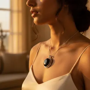 Anillo de Ónice Negro de Plata de Ley 925 con Joyería Fina de 14K para Mujer, Estilo Bohemio, Chapado en Rodio con Incrustaciones de Piedras Talladas, Anillo de Declaración - Product Image 3