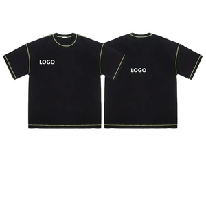 Camiseta Extra Grande para Hombre, Corte Cuadrado, Color Sólido en Contraste, Costura Inversa, Ajuste Regular, Básica, Lisa, 100% Algodón, Transpirable y Ecológica - Product Image 1