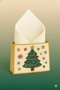 Collection de porte-serviettes de Noël très vendue, décoration de table en tissu brodé de luxe, style pochette cintrée faite à la main avec perles - Product Image 4