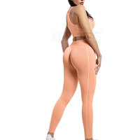Ensemble de yoga sans couture 2 pièces de haute qualité pour femmes, vêtements de sport à motif solide pour le fitness et l'entraînement, ensemble de yoga sans couture 2 pièces pour femmes