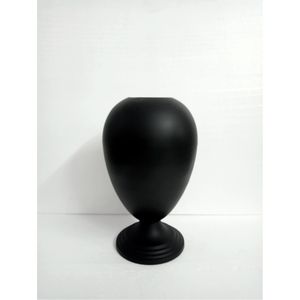 Jarrón Nórdico Negro Mate con Base |   Maceta Metálica Contemporánea en Forma de Huevo |   Jarrón Decorativo de Lujo para Mesa - Product Image 1