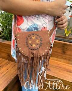 New High Quality Suede Cowhide Leather <b>Handbag</b> for Women's Western New Luxury Genuine Leather Fringe Purse Fashion Shoulder Bags - Product Image 1