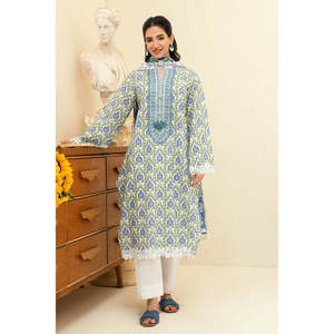 Ensemble 3 pièces en mousseline imprimée avec col brodé, style translucide tendance, taille unique pour tenue de jour ou de soirée - SD-52197 - Product Image 1