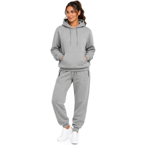 Womens Soft Fleece Cotton Blend Regular Fit Casual Solid Woven Comfortable Pullover Hoodie & Sweatpants Jogging <b>Set</b> All Seasons - Product Image 4