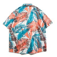 Chemise Oxford décontractée pour homme, coupe régulière, manches longues, col en V, imprimé floral numérique coréen rétro, 100 % polyester, respirante, 180 g, séchage rapide