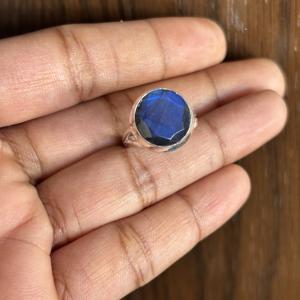 Anillos de Labradorita Natural, Anillos de Diseño Redondos de Latón Plateado, Anillos Modernos para Unisex, Regalos de Boda al por Mayor - Product Image 3