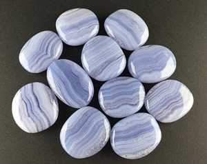 พลอยแท้ TASBIYA GEMS บลูเลซอาเกตทรงรี น้ำหนัก 500 กรัม สำหรับทำเครื่องประดับ - Product Image 2