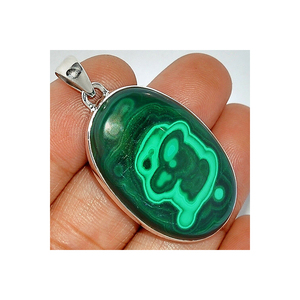 อัญมณีแจสเปอร์ตัดรูปวงรีตามธรรมชาติ925เป็นหนามเตยเงินแท้จี้ทำด้วยมือขายส่งจากโรงงานอินเดีย - Product Image 1