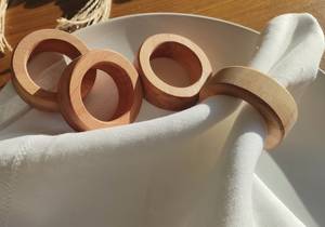 Rond de serviette en bois, ronds de serviette en bois, porte-serviettes en bois naturel, ronds de serviette en bois faits à la main - Product Image 3