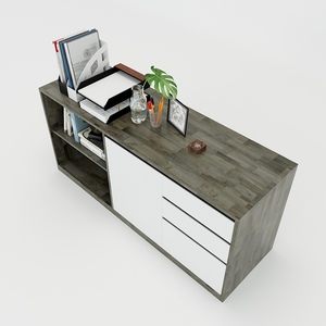 Contemporary 3-<b>Drawer</b> Metal File Cabinet 160x45x63cm Rubber Wood with Adjustable Feature for <b>Workshop</b> or Gym THS68017 - Product Image 3