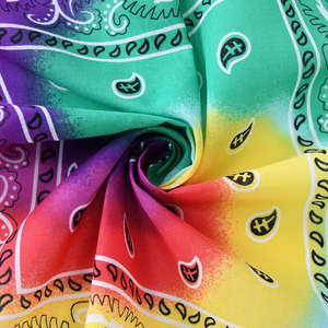 Pañuelo de Algodón 100% Reciclado con Estampado Digital Personalizado de Hip Hop, Estilo Vaquero, Tie-Dye Degradado, Diseño Cuadrado Paisley - Product Image 3