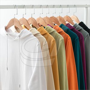 Sweat à capuche en coton pour homme, imprimé personnalisé, logo brodé, uni, surdimensionné - Product Image 6