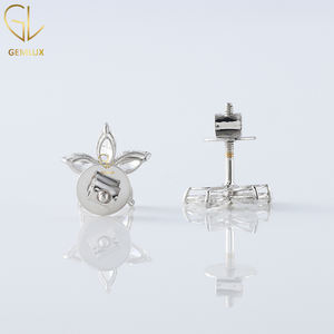 Vente chaude À La Mode Conception 10k Or Blanc Marquise Cut VS Laboratoire Cultivé Diamant Stud Fleur Style Usage Quotidien Boucles D'oreilles Pour Les Femmes - Product Image 4