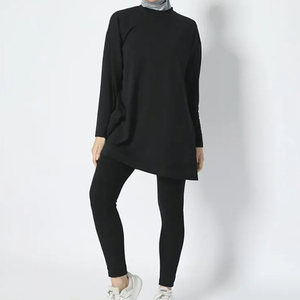 <b>Women's</b> Modest Fashion Casual Wear Hoodies Sweatshirts Set Latest Islamic Design Knitted Printed 100% Cotton Clothing Winter - Product Image 1