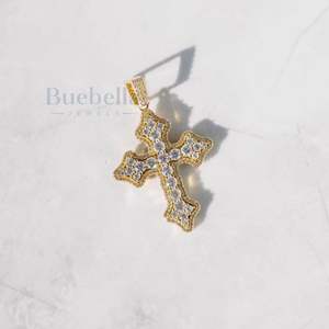 Collier pendentif micro-croix en argent 925 et plaqué or 18 carats pour femme Moissanite Diamond & Iced Out Cluster Hip Hop Charm - Product Image 4