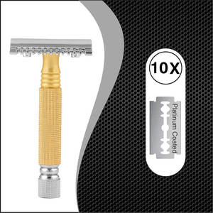 Maquinilla de afeitar de acero inoxidable, suave, limpia y cerrada/mango largo y liso con peine cerrado, maquinilla de afeitar de seguridad - Product Image 3