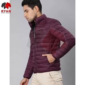 Doudoune d'hiver décontractée pour hommes avec fermeture à glissière à col montant Option logo personnalisé couleur unie - Product Image 3