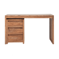 Bureau en bois massif avec tiroir et chaise blanche, écologique et durable pour le bureau à domicile