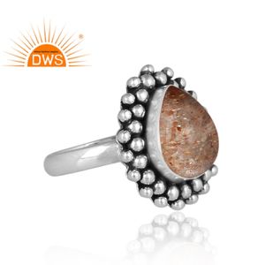 Último diseño de plata de ley oxidada, doblete Natural, piedra solar, cristal, piedras preciosas, anillo apilable, fabricante de joyas - Product Image 3